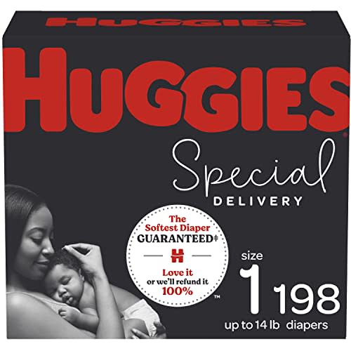Hypoallergenic Baby Diapers Size 1, 198 Ct, Huggies Special Delivery, Softest Diaper, Safe for Sensitive Skin