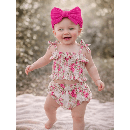 Muslin Smocked Ruffle Top & Bloomer, Country Daydream