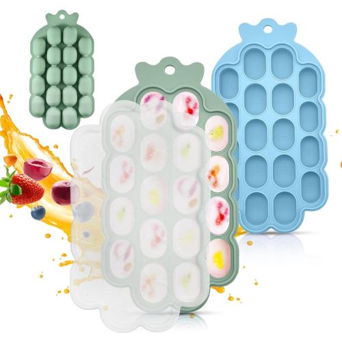 O'doe Plateaux de conservation en silicone pour bébé | Sans BPA, matériau de qualité alimentaire | 2 plateaux de congélation réutilisables avec 18 compartiments chacun | Passe au lave-vaisselle et
