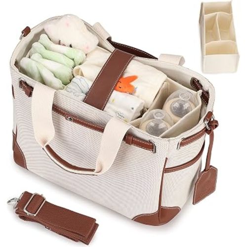 Canvas Diaper Bag Organizer, Diaper Caddy Nursery Storage, Baby Gift Basket