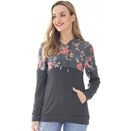 Bearsland Women's Maternity Breastfeeding Sweater Hoodie Nursing Sweatshirt with Pockets