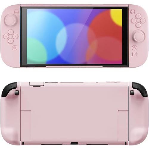 PlayVital Hard Case for Nintendo Switch 2 with Extra Stand & Thumb Grip Caps | Split Design, Dockable Protective Full-Body Shell Cover for Nintendo Switch 2 | Solid Color Series, Cherry Blossoms Pink