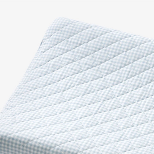 Ditsy Gingham Classic Cool Organic Cotton Percale Quilted Changing Pad Cover