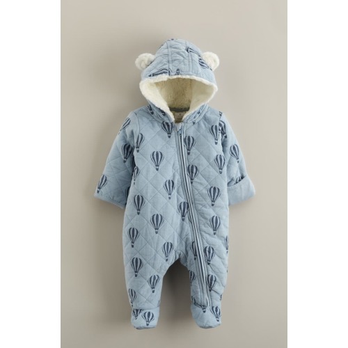 Ear Appliqué Quilted Faux Fur Lined Hooded Bunting