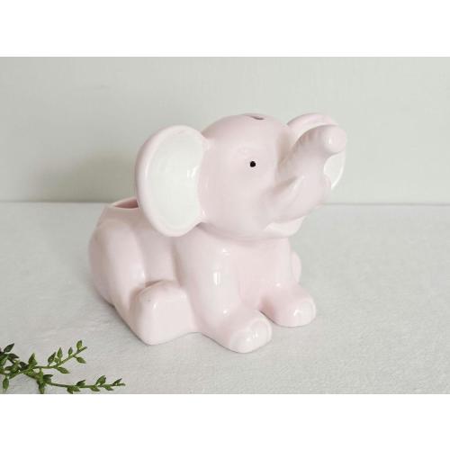 Pink Elephant Ceramic Piggy Bank Planter