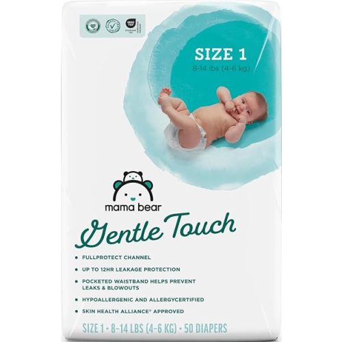 Amazon Brand - Mama Bear Gentle Touch Diapers, Size 2, 46 Count, Leak Protection, Wetness Indicator, Chlorine Free, Pocketed Waistband