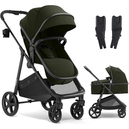 Mompush Wiz 2-in-1 Bassinet Stroller with Car Seat Adapter, Reversible Seat