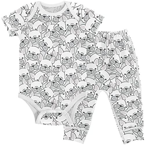 vvfelixl Baby Clothes Set - Cute Cartoon Pattern Bodysuits & Pants Set - Unisex 0-24 Months