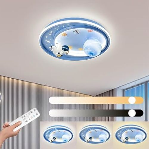 LED Ceiling Light Dimmable with Remote Control Cartoon Unicorn Modern Round Ceiling Light 62W for Boys, Girls Bedroom and Living Room Baby Room