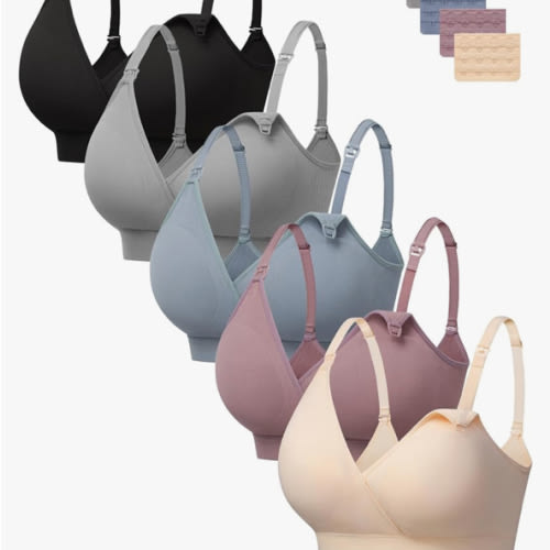 HBselect Nursing Bras for Breastfeeding, Seamless V Neck Maternity Bra Wireless Women Pregnancy Postpartum Bra Sleep Bralette