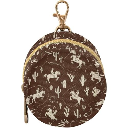Western Cowboy Cactus Brown Pattern Pacifier Holder Case with Metal Clip Portable Pacifier Holder for Baby Girls