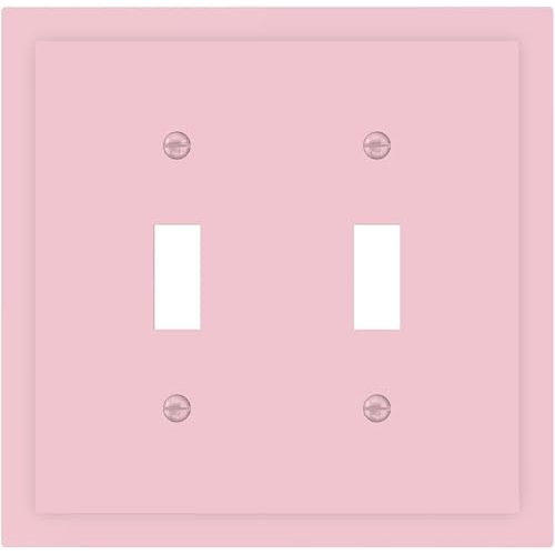 Soft Pink 2 Gang Double Toggle Light Switch Cover, Polycarbonate Decorative Wall Plate Faceplate for Indoor Home Bedroom Kitchen Decor