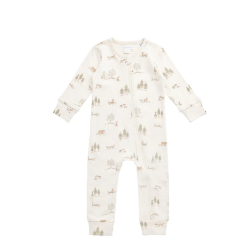 Organic Cotton Reese Zip Onepiece - Pine Forest Friends – Jamie Kay USA