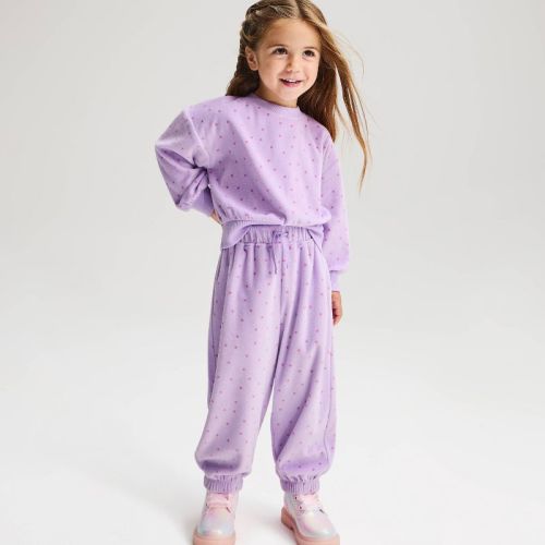 Toddler Girls' Crewneck Star Microfleece Pullover Sweatshirt - Cat & Jack™ Purple 2T