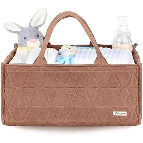 Diaper Caddy Organizer, Quilted Caddy Organizer with Handle, Car Caddy Organizer For Diaper and Wipes, Nursery Storage Basket, Baby Shower Gifts, Registry Search, Newborn Essentials Must Have
