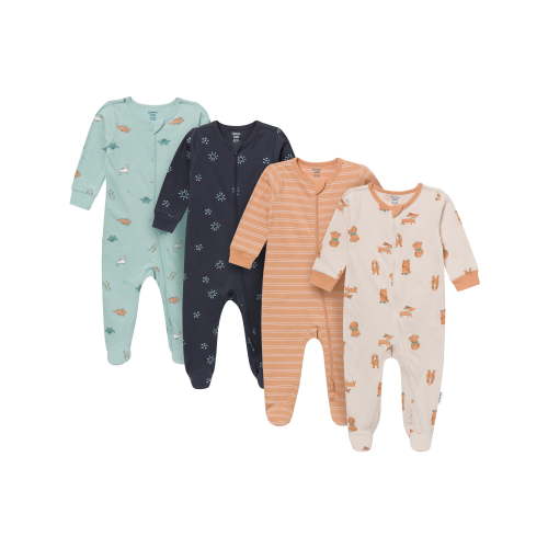 Gerber Baby Neutral Sleep N´ Play 2-Way Zipper Footed Pajamas, 4-Pack, Sizes, Newborn - 6/9 Months