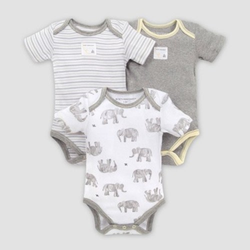 Burt's Bees Baby® Baby 3pk Wandering Elephants Bodysuit Set - Gray, Size: 24M