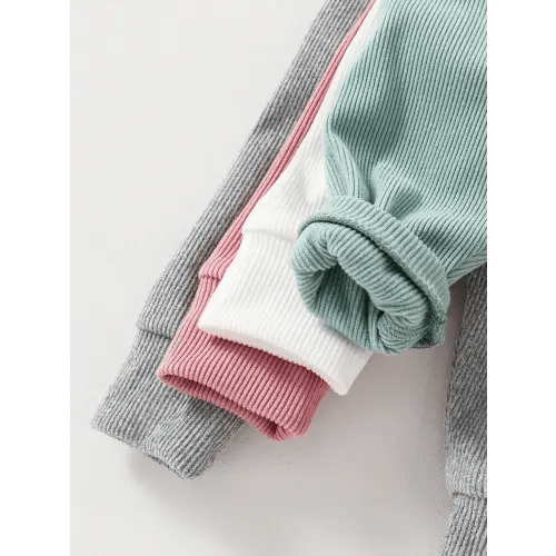 SHEIN 4pcs Newborn Baby Girl Solid Color Knitted Elastic Waist Pants, Versatile For Autumn/Winter | SHEIN USA