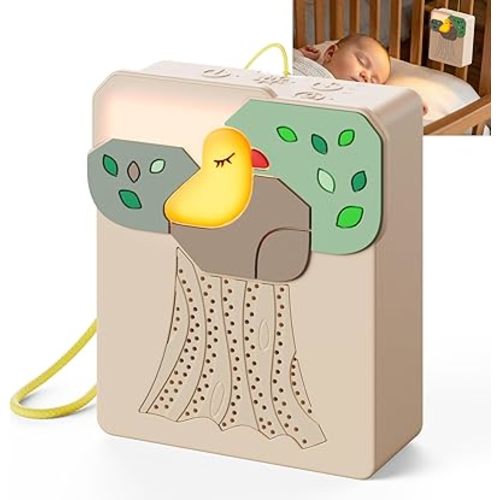 Sound Machine for Baby Soother,AI Cry Detection & Auto-Soothing,Parent-Voice Comfort,13 Soothing White Noise Machine,Record,Timer and Night Light, Ideal for Newborns,Sleeping Soother, Meditation