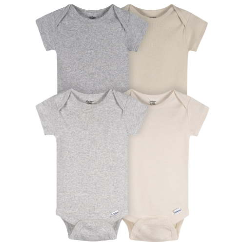 Gerber Baby Boy or Girl Neutral Short Sleeve Cotton Onesies, 4-Pack, Newborn - 24 Months