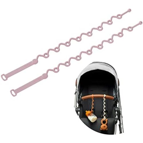 Fun Strap - Toy Safety Strap, Food-Grade Stretchable Silicone, No More Toys, Bottle and Pacifier Floor Drop from Stroller, car seat and highchair. 2-Pack (Pale Mauve)