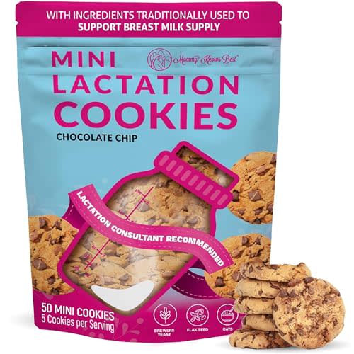 Lactation Cookies Breastfeeding Supplement - Chocolate Chip - Support Mothers Breast Milk Supply Increase - with Brewers Yeast Powder, Oat Flour, and Flax for Lactation - Fenugreek Free - 1.25 LBS