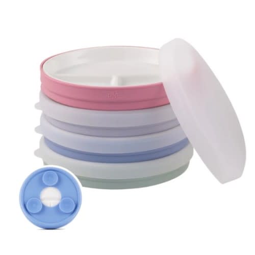 6.7"/16cm Porcelain Divided Plates Suction Sleeve + Lids