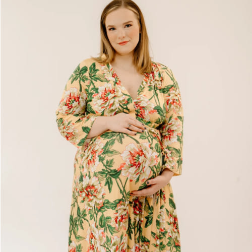 Lila Labor & Postpartum Gown in Peach Floral