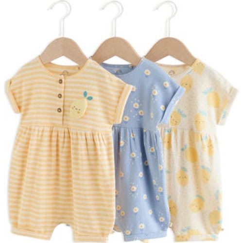 Pack of 3 Assorted Rompers, 0-1M