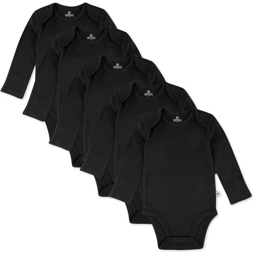 HonestBaby baby-boys 5-pack Long Sleeve Bodysuits One-piece 100% Organic Cotton for Infant Baby Boys