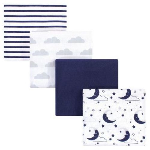 Hudson Baby Infant Cotton Poly Flannel Receiving Blankets Set, Moon, One Size