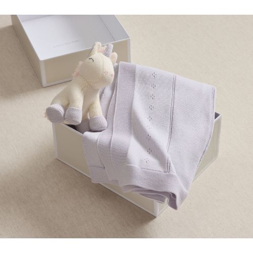 Cotton Pointelle Baby Blanket & Plush Gift Set