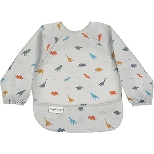 Tiny Twinkle Long Sleeve Bib for Babies & Toddlers | Waterproof Smock Bib for Eating | Machine Washable & Mess-Proof Feeding Essentials | Newborn Shower Gift (Dinosaur, 6–24M)
