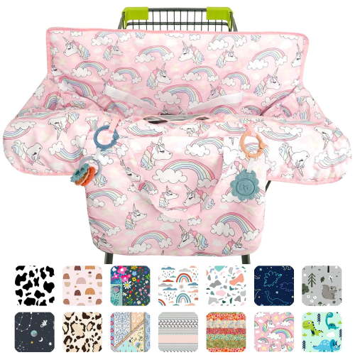 Pink Shopping Cart Cover for Baby 2-in-1 High Chair Cover with Safety Harness Multifunctional Unicorn Pattern Cart Covers for Babies Soft Padded Grocery Cart Cover for Baby Boy Girl