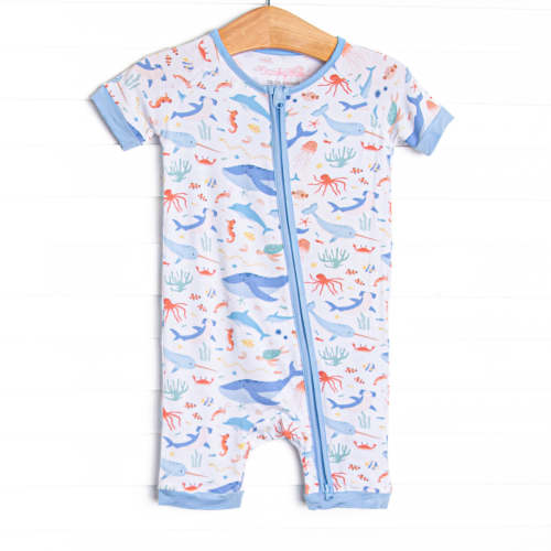 Deep Blue Discovery Bamboo Short Zippy Pajama, Blue – Stitchy Fish