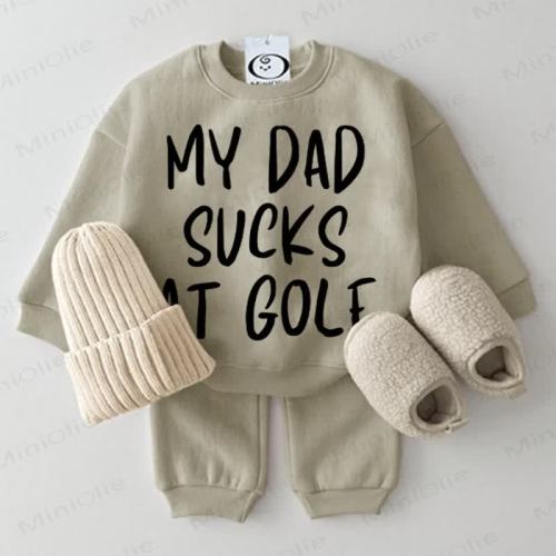 MY DAD SUCKS AT GOLF Baby 2-piece Grey Green Set