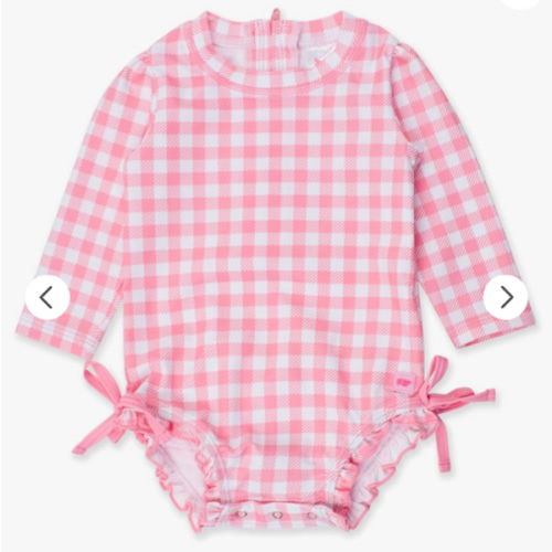 Gingham Long Sleeve One Piece Rash Guard