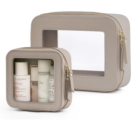 Popvibe Clear Makeup Bag Travel Cosmetic Case Transparent Toiletry Bag with Zipper, Portable Make Up Organizer Traveling Compact Car Bag for Essentials