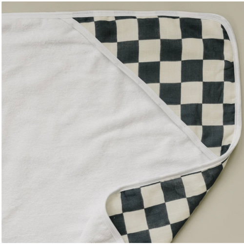 Charcoal Checkered Muslin Hooded Towel