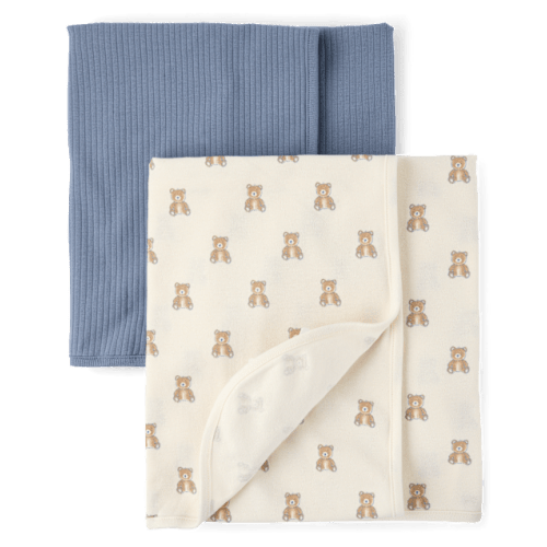 Baby Boys Bear Swaddle Blanket 2-Pack - Cream