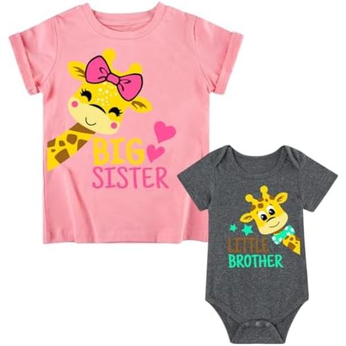 Funnycokid Big Sister Little Brother Matching Outfits Toddler Girl Shirt Newborn Boys Clothes