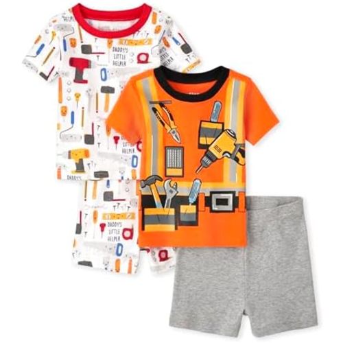 The Children's Place Baby-Boys and Toddler Snug Fit 100% Cotton Short Sleeve Top and Shorts 2-Piece Pajama Set