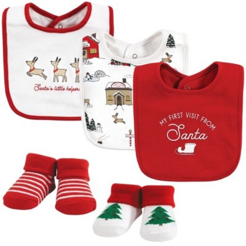 Hudson Baby Unisex Baby Cotton Bib and Sock Set, North Pole, One Size