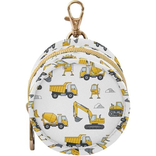 Cars Excavator White Print Pacifier Holder Case with Metal Clip Portable Pacifier Pod for Newborn Baby Boys Girls