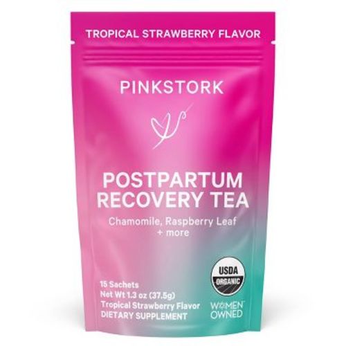 Pink Stork Recovery Tea - Strawberry Passion Fruit Pouch - 15ct: Organic Certified, Herbal Supplements, Raspberry Flavor