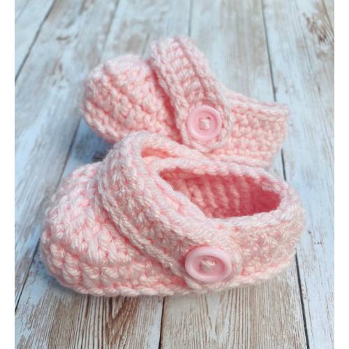 Crochet Infant Baby SANDALS Button Strap CLOG Booties // Light Pink // Size 3-12 Mos // Many Other Color Options