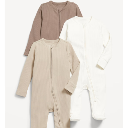Unisex 2-Way-Zip Sleep & Play Footed One-Piece 3-Pack for Baby | Old Navy