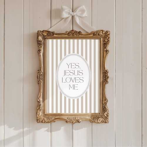 Jesus Loves Me Nursery Wall Art Christian Neutral Kids Room Decor Bible Verse Print Scripture Farmhouse Decor Classic Minimalist