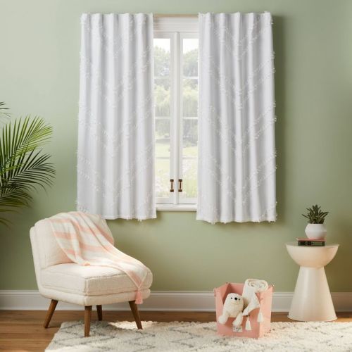 Chevron Clip Dotted Sheer Overlay Kids' Blackout Window Curtain Panel - Pillowfort™