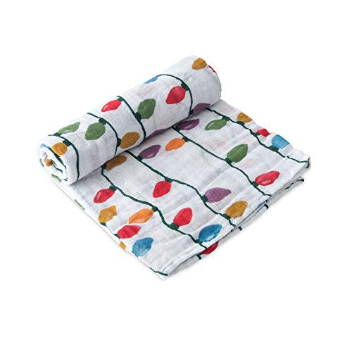 Little Unicorn Premium Cotton Swaddle Baby Blanket | Breathable Fabric | for swaddling, Play, Nursing & More (Christmas Bulbs)